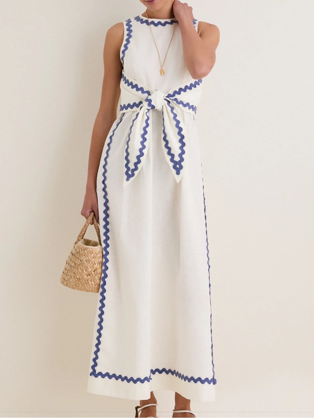 Tuckernuck Ivory Ric Rac Tie Brocks Dress